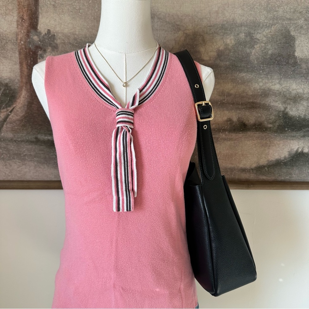 LOFT Pink L.O.L Tie Neck Striped Tank Top